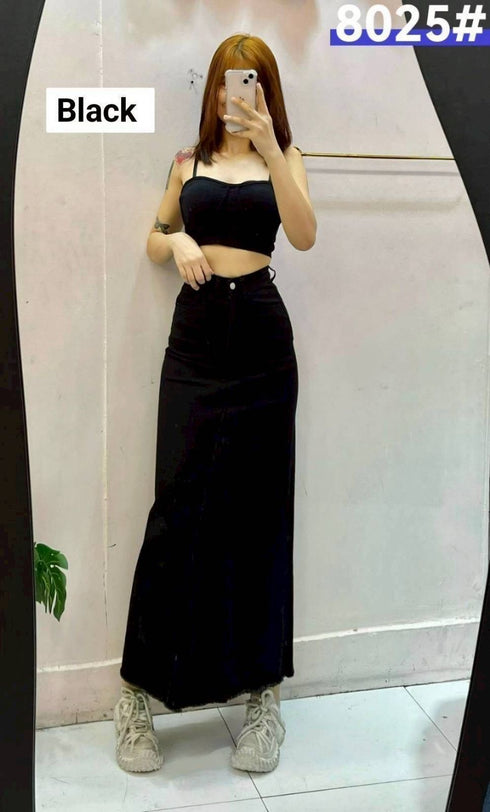 Denim Fitted Long Skirts
